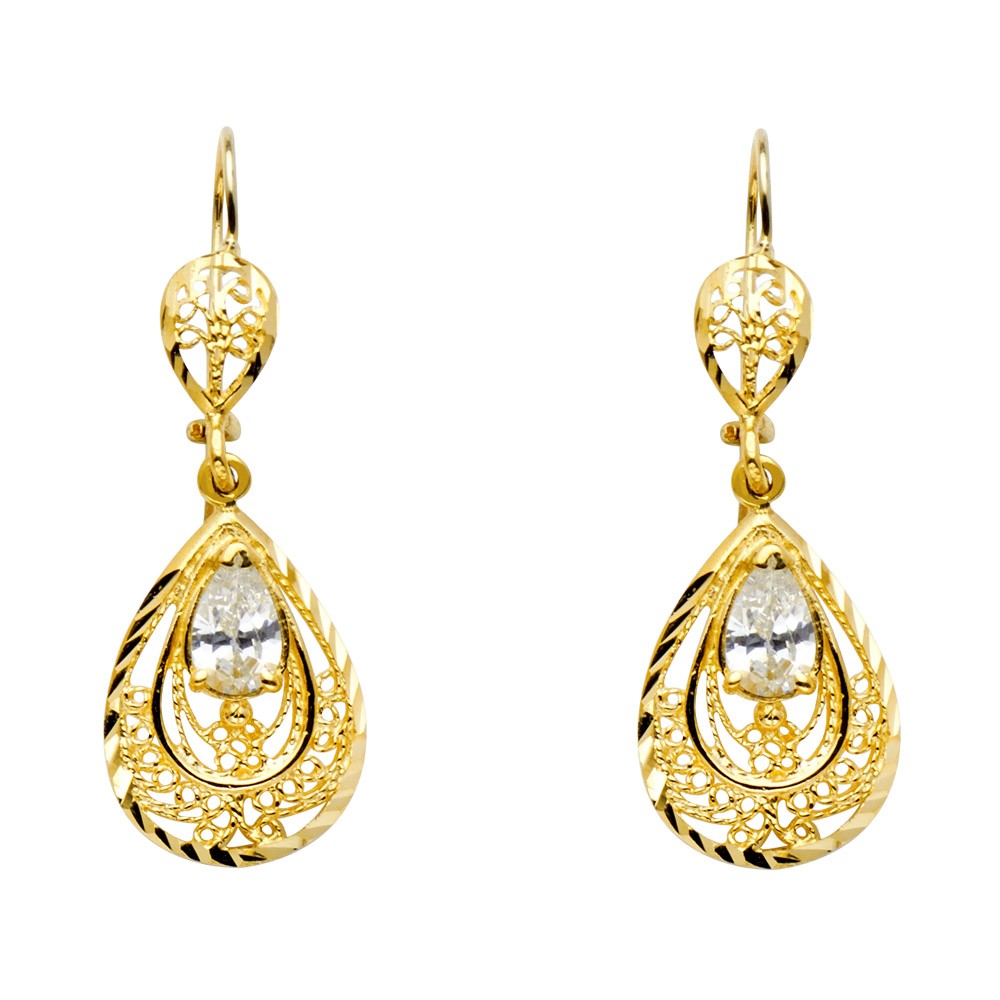 14KY CZ Chandelier Earrings Oropalace