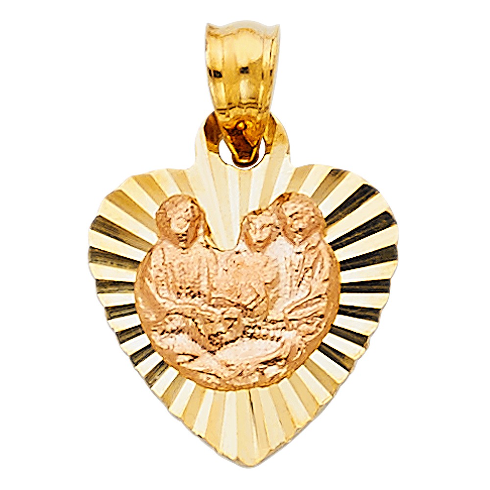 14K 2T Religious Baptism Stamp Pendant Oropalace