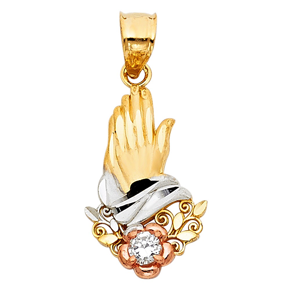 14K 3C Praying hands Religious Pendant Oropalace