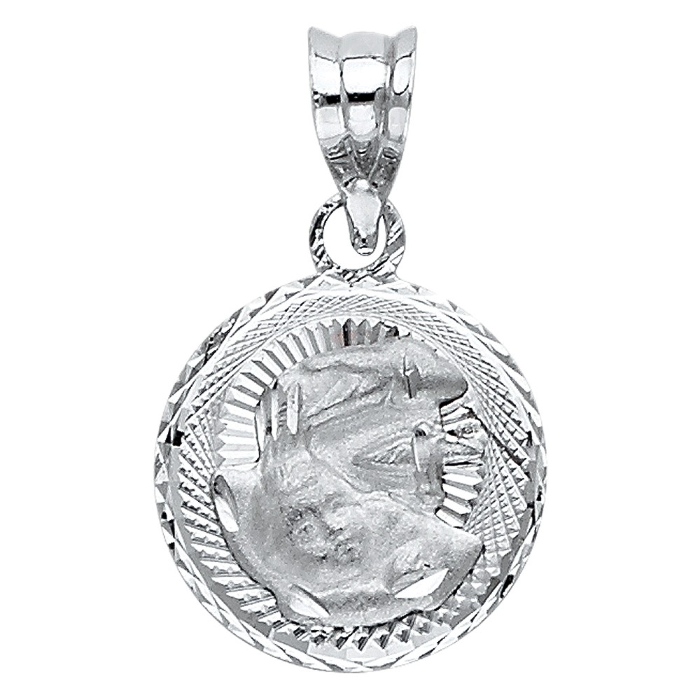 14KW Religious Baptism Stamp Pendant Oropalace