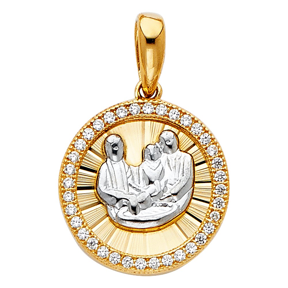 14K 2T CZ Religious Baptism Pendant Oropalace