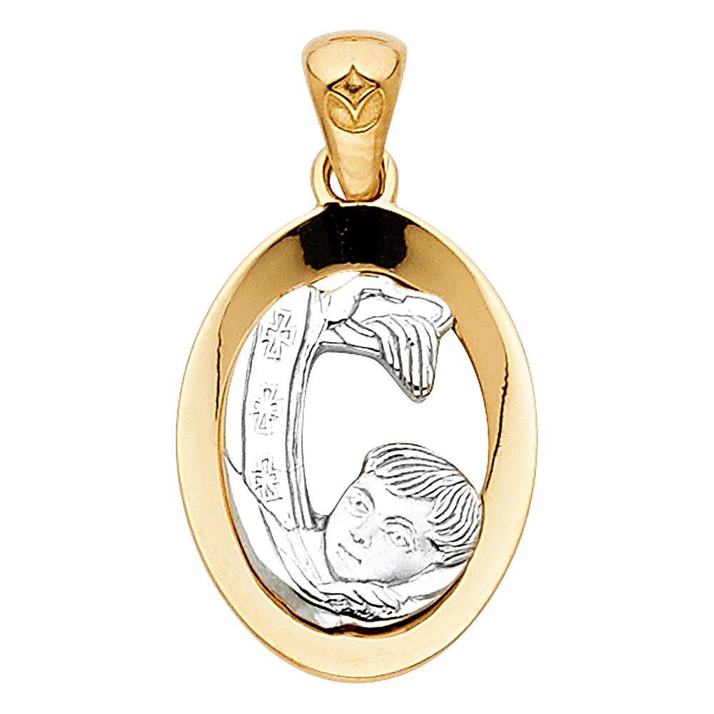 14K 2T Baptism Religious Pendant Oropalace