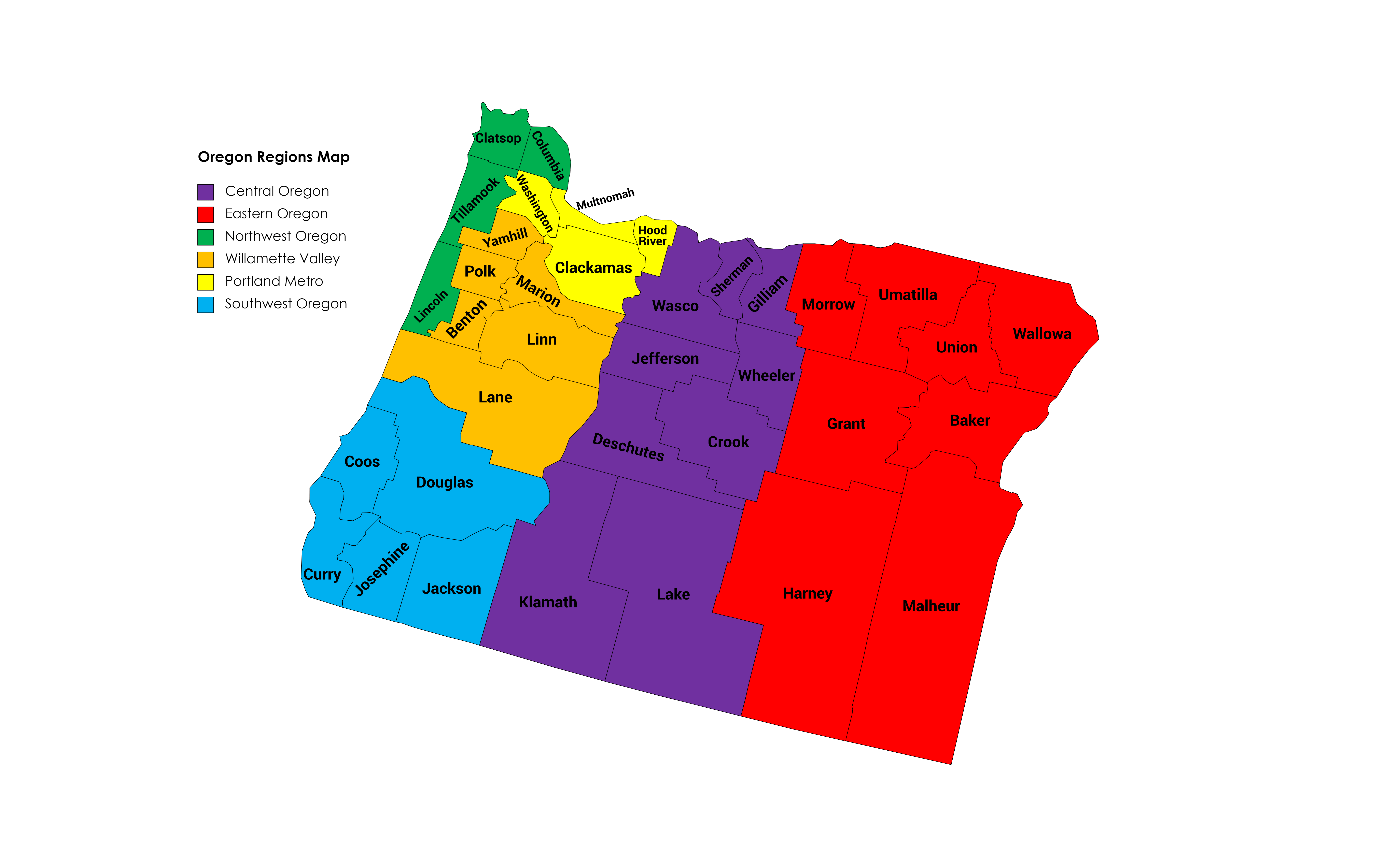 Regions Map Oregon Project Center