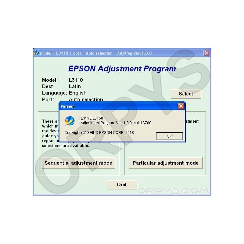 Epson L3110, L3150 Adjustment Program ORPYS