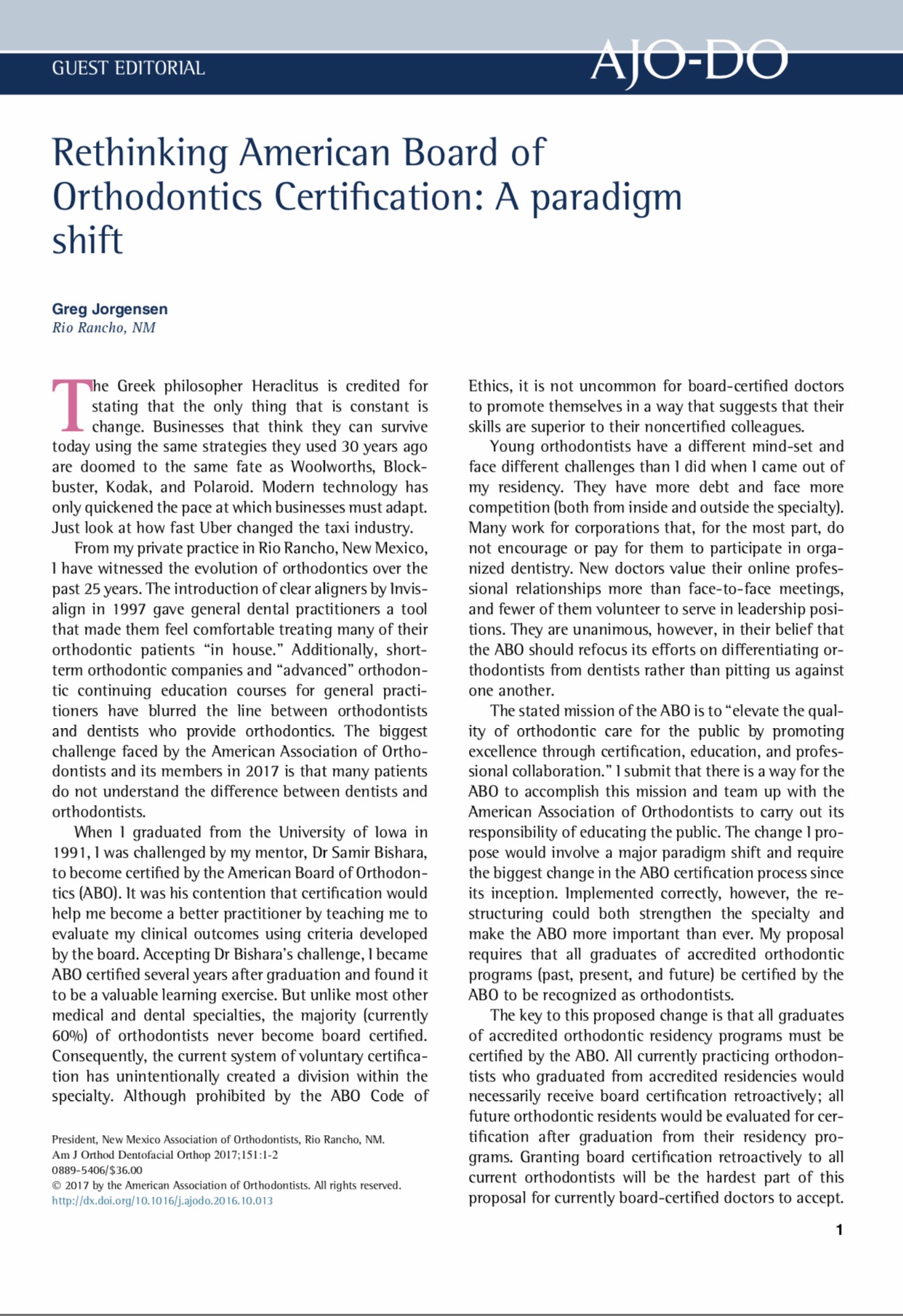 Dr. Greg Rethinks the ABO in the AJODO Dr. Ben Burris