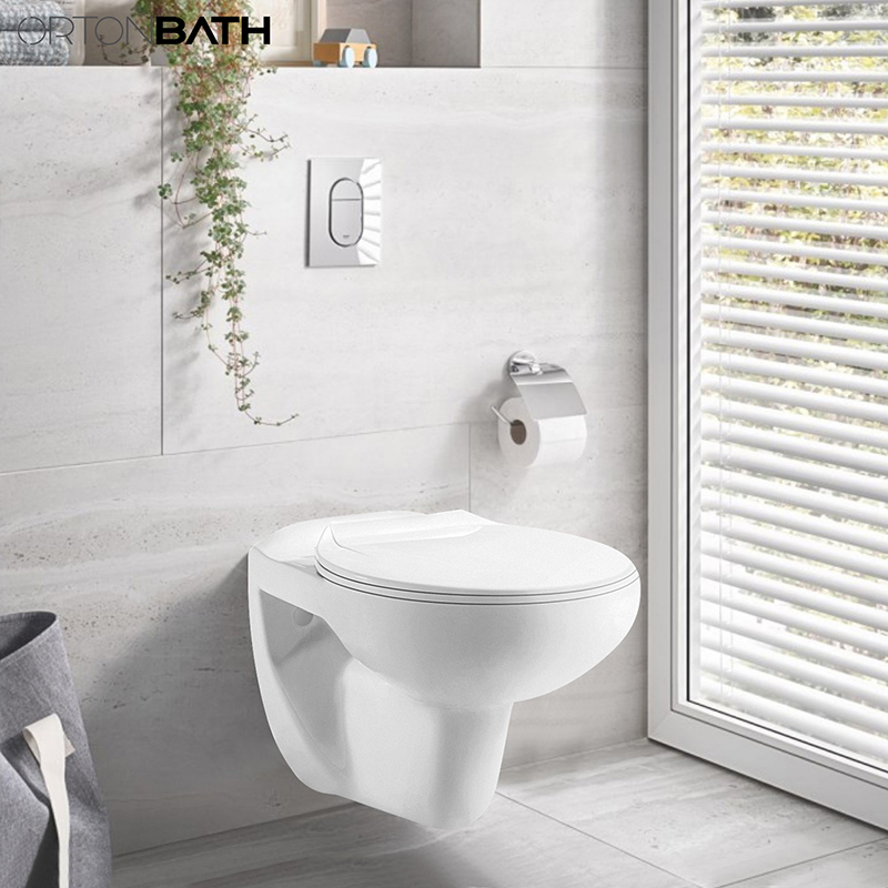 ORTONBATH™ SMALL SIZE RIMLESS WALL MOUNTED TOILET BOWL WITH CONSEALED