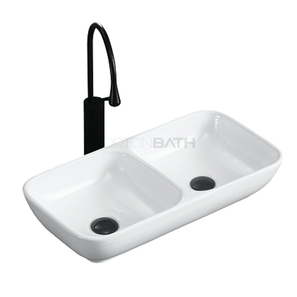 OrtonBath Twin Square Bowl Sink WallHung Basin