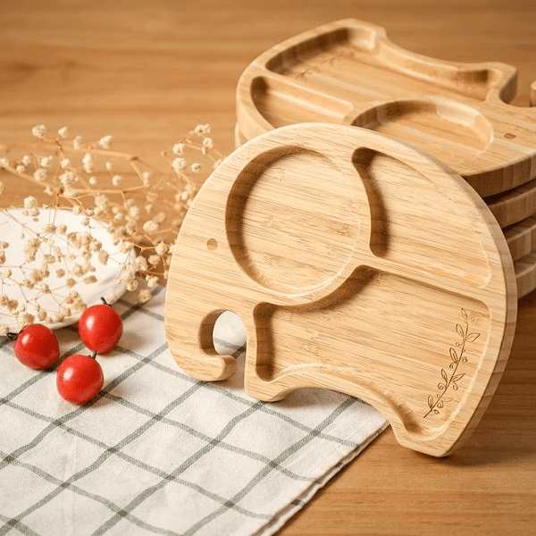 Baby Bamboo Plate with Silicone Suction and Spoon Set