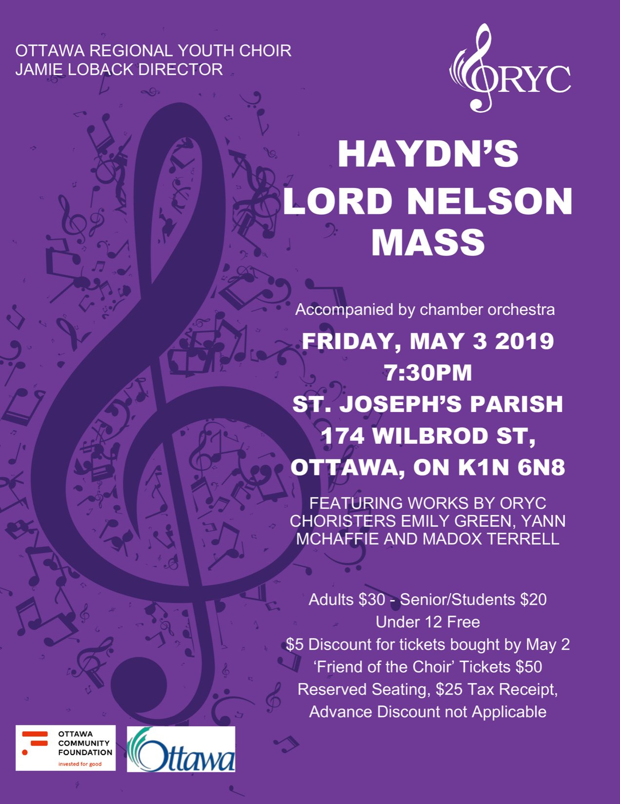ORYC’s Spring Concert including Haydn’s Lord Nelson Mass Ottawa