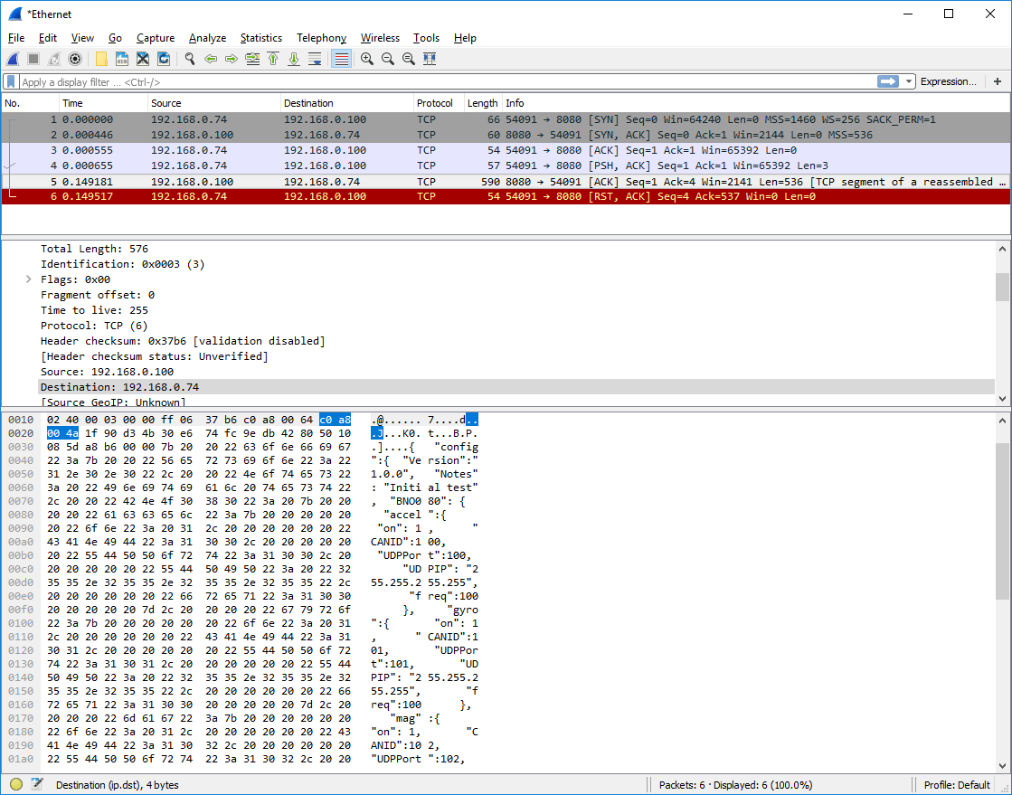 TCP packet size and bytes missing Question Mbed