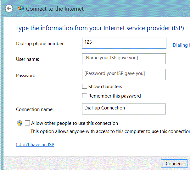 Configuring Windows Dial Up Networking Mbed