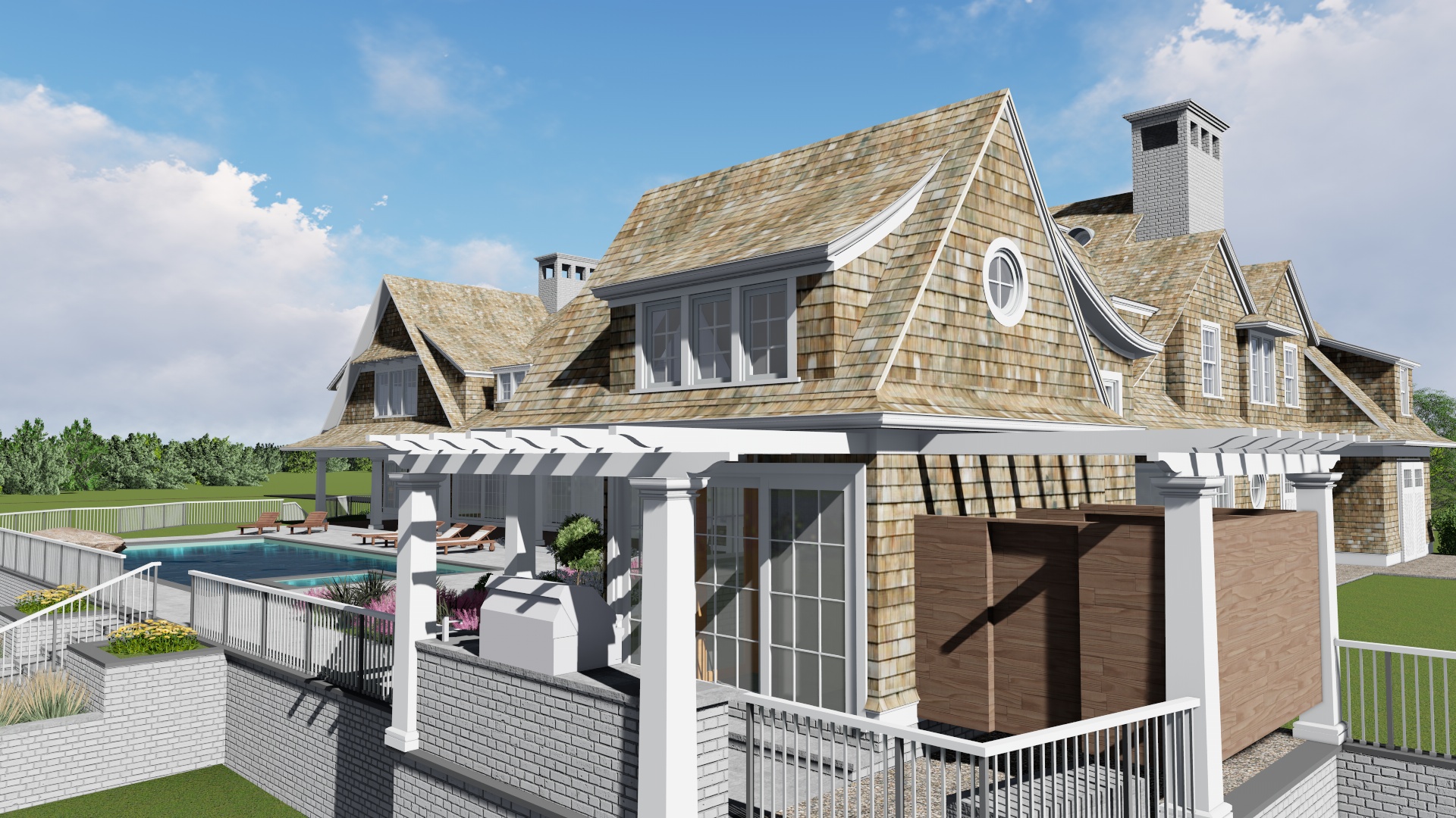 POOL HOUSE ON OGDEN POND IN QUOGUE Oscar Giraldo Designer Hamptons