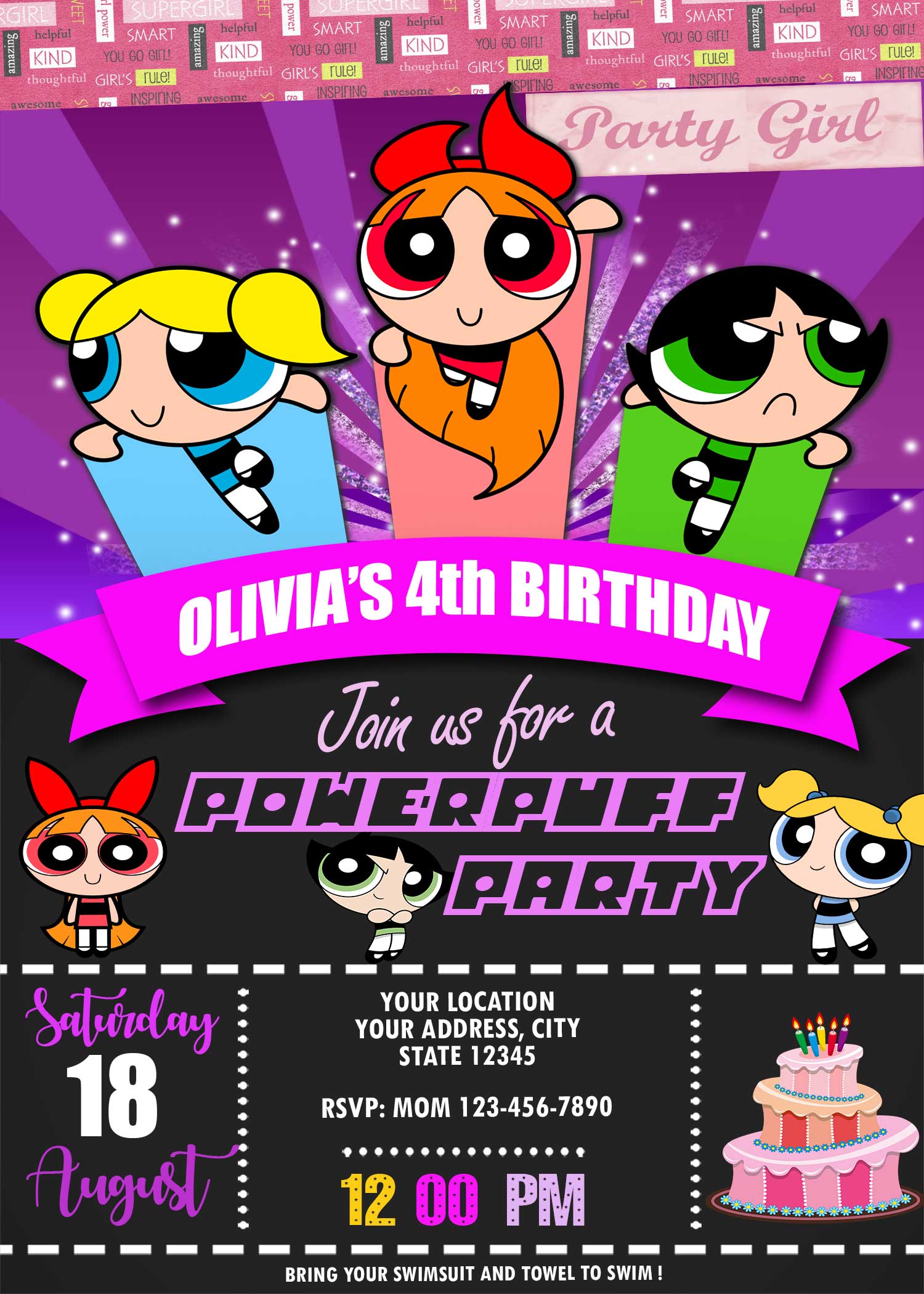 Powerpuff Girls Birthday Invitation oscarsitosroom