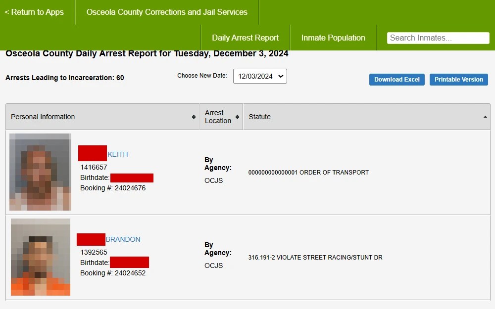Check Osceola County Mugshots for Free