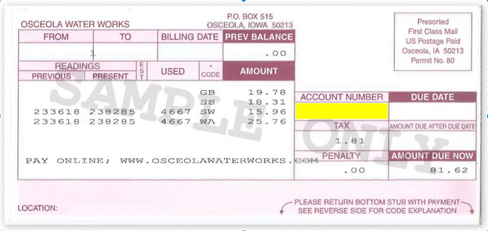 Paying Your Utility Bill Osceola, Iowa