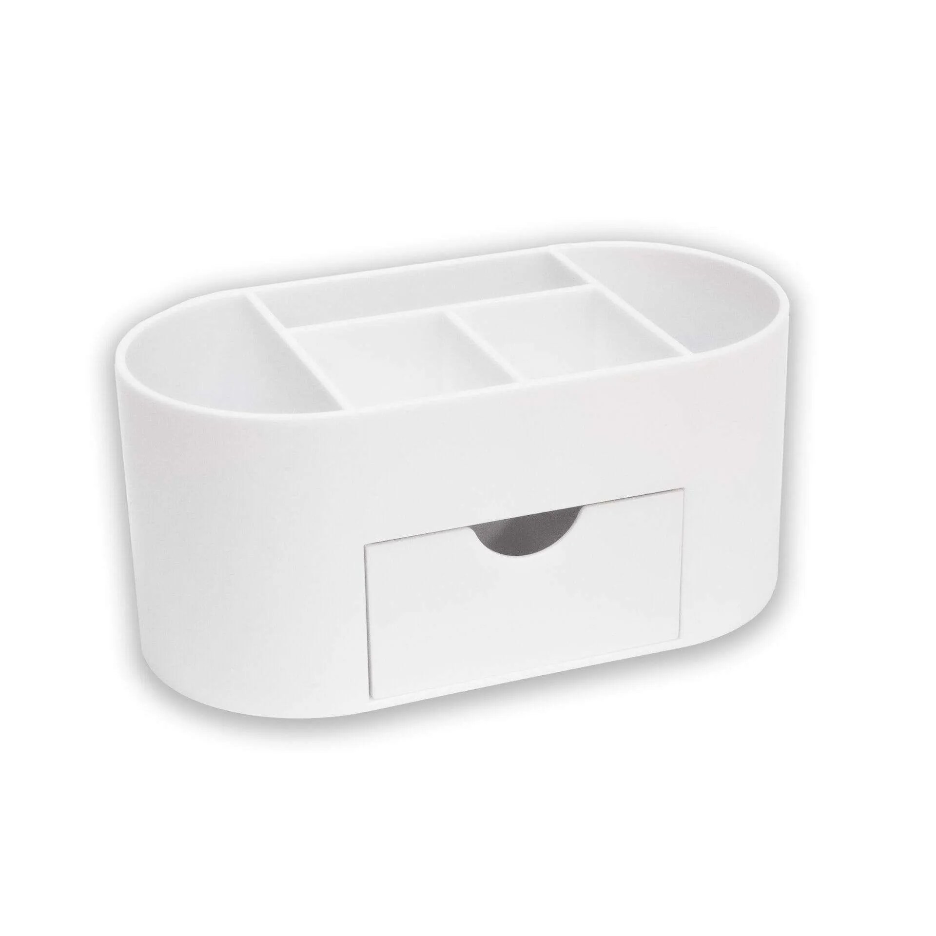White Plastic Desk Organiser OSCO HiGloss Organiser with Drawer