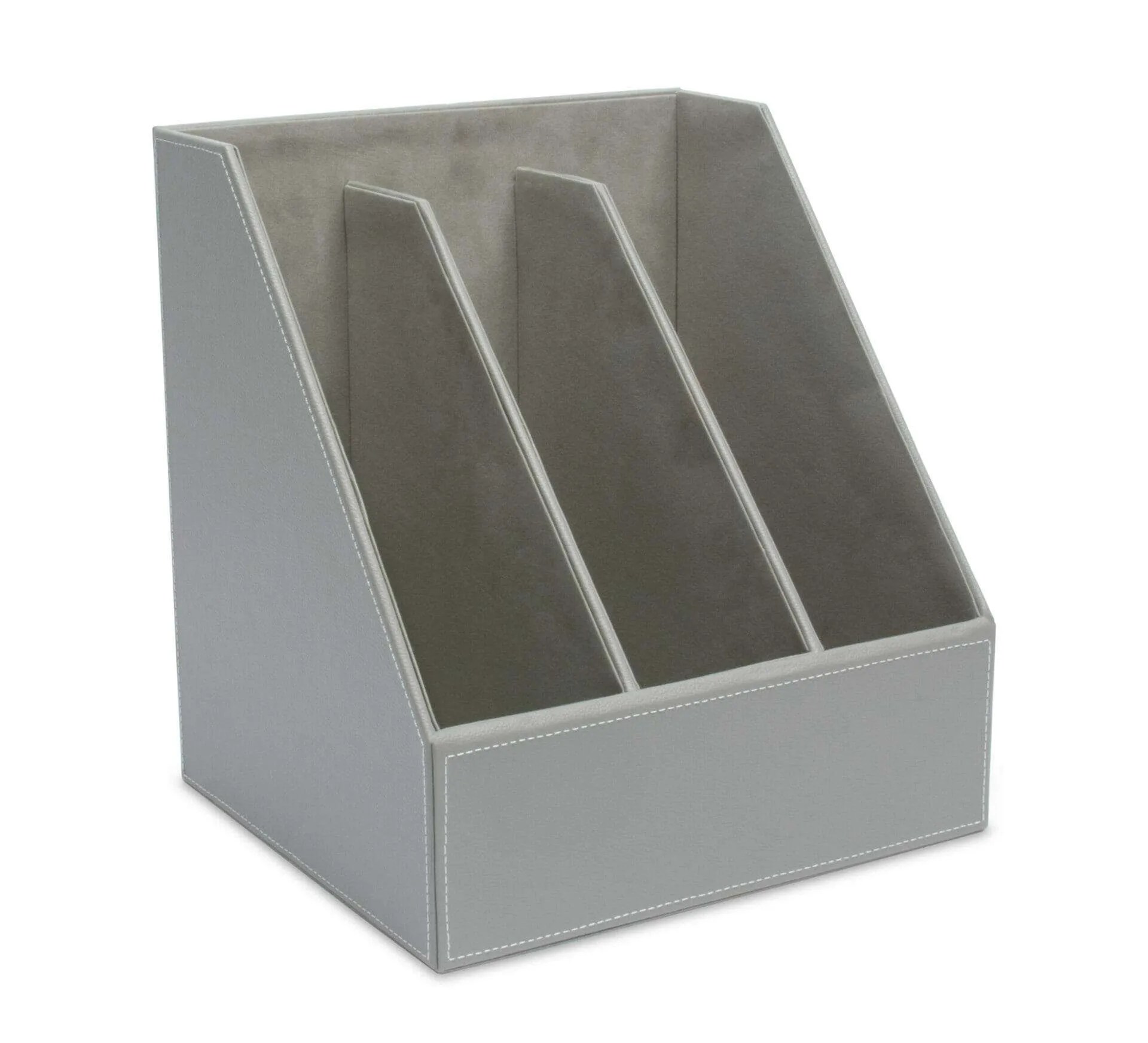Grey Magazine Rack OSCO Grey Faux Leather Triple Magazine Rack