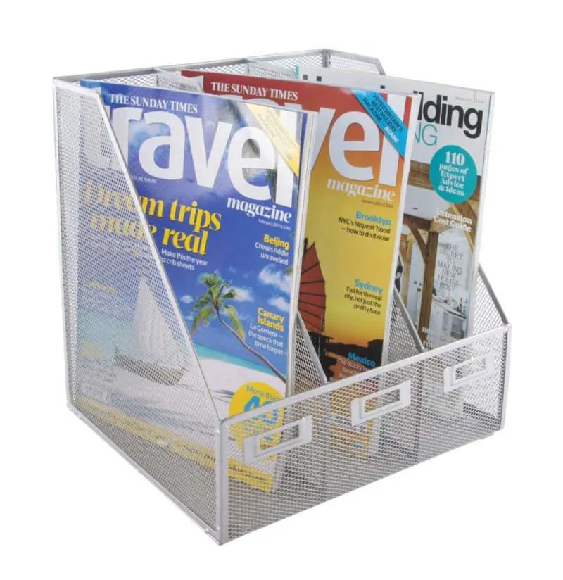 Silver Mesh Magazine Rack OSCO Wiremesh Triple Magazine Rack