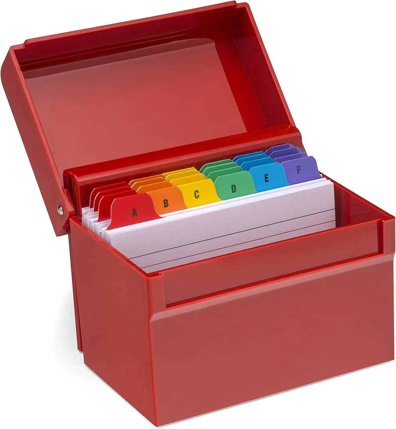 Red Plastic Index Box - OSCO Red Hi-Gloss Plastic 5" x 3" Index Box