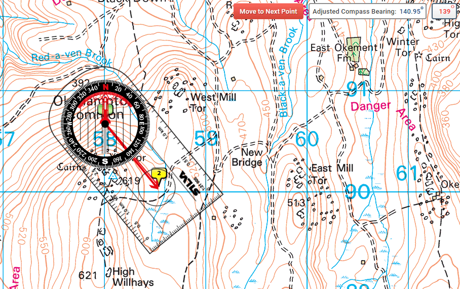Compass Reading On A Online Wisconsin Map Ordnance Survey Maps Compass Multi Legged Route