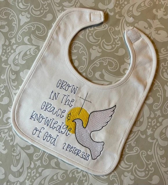 Bible verse boy baptism bib O Sew Crazy Ltd. Co.