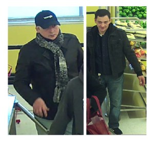 Durham police are seeking to identify these two men, whom they say robbed a woman of her wallet at a King Street East No Frills in late November. (Photo courtesy of DRPS).