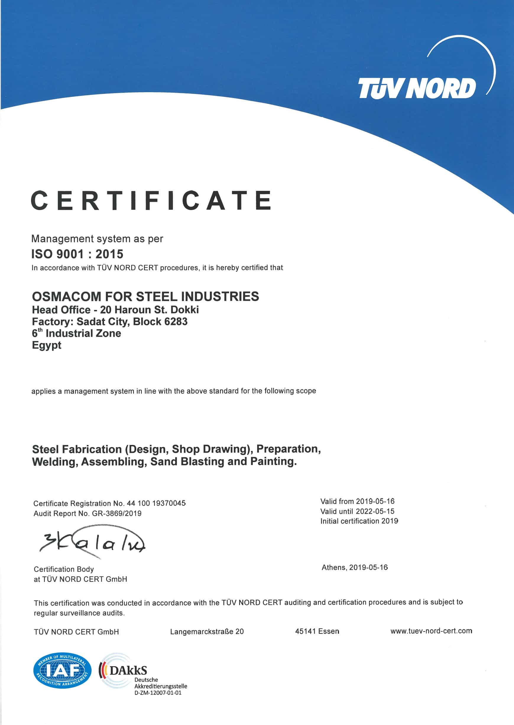 ISO 90012015 for Steel & Concrete Industries