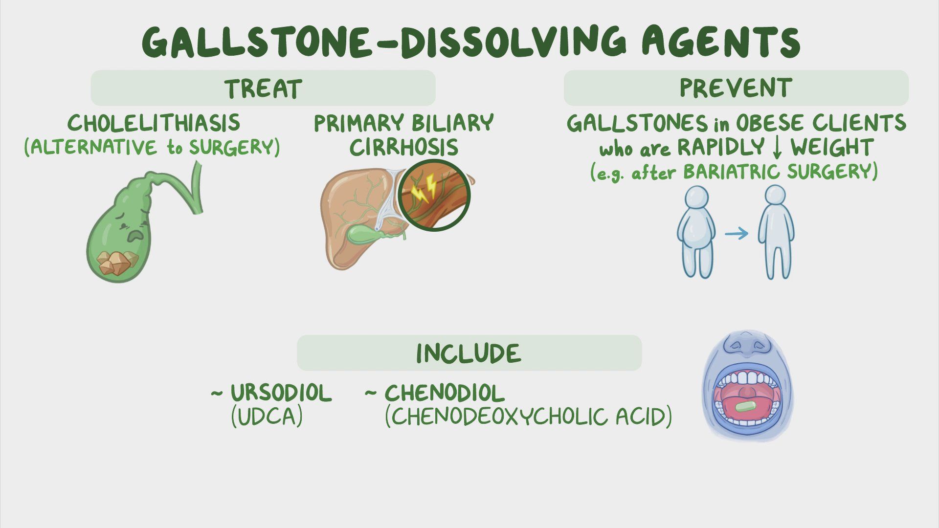 Gallstonedissolving agents Nursing pharmacology Osmosis Video Library