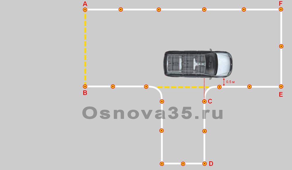 Заезд задним ходом в бокс (гараж) на автодроме — Автошкола