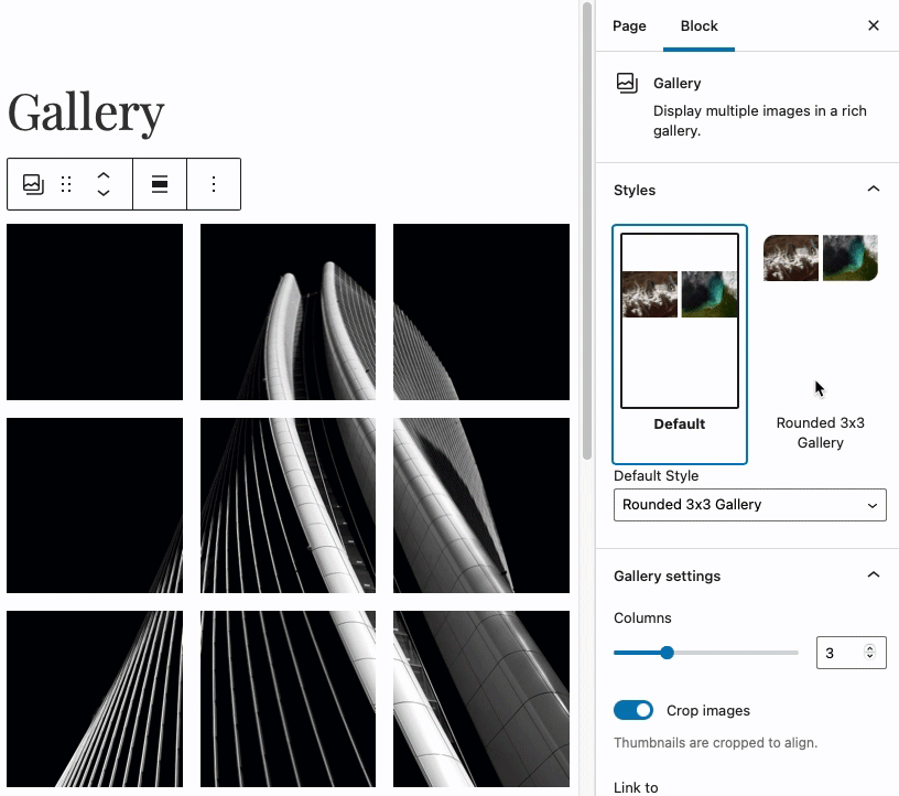 How to create custom styles for the WordPress gallery block