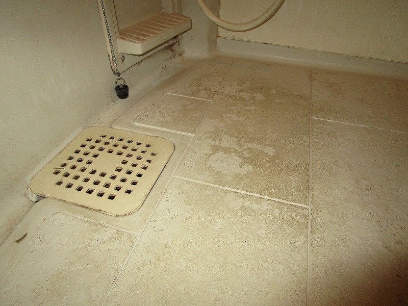 風呂床の黒ずみにサンポールぶっかけるとキレイになったよ【風呂床掃除】 - 脱線あざらしブログ お風呂のお掃除（粗掃除・洗剤塗布）