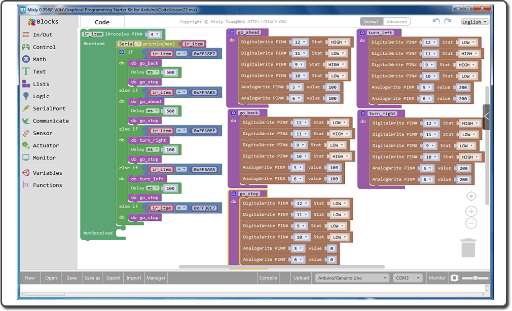Graphical Programming Kit for Learn Coding with Arduino IDE22 IR