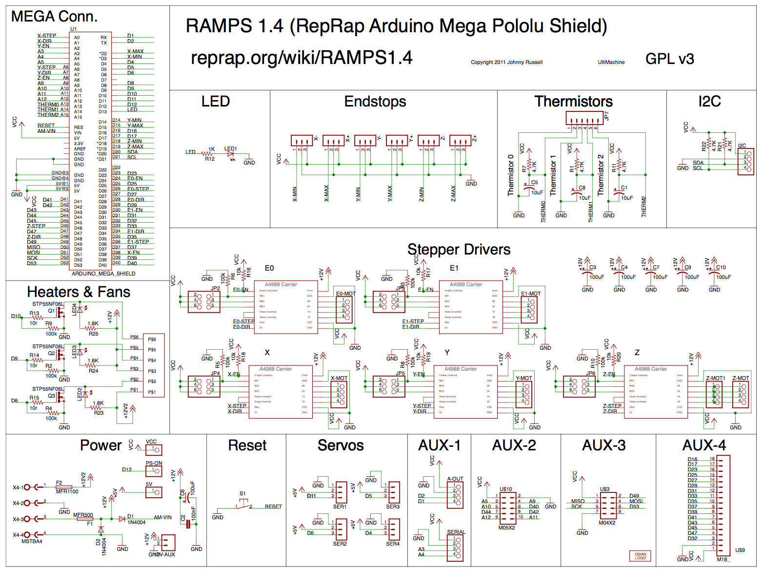 Reprap Ramps1 4 Printer Circuit Connection Graph Osoyoo Com