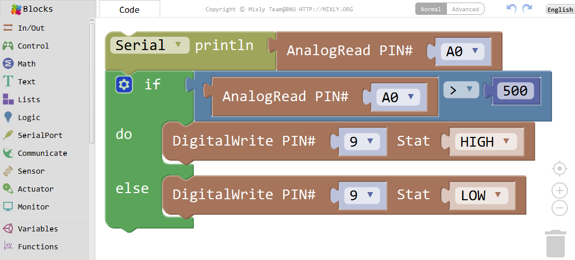 Graphical Programming Tutorial for Arduino Photoresistor