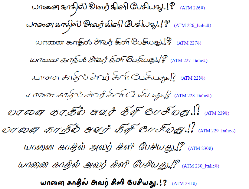 Tamil Fonts Collections