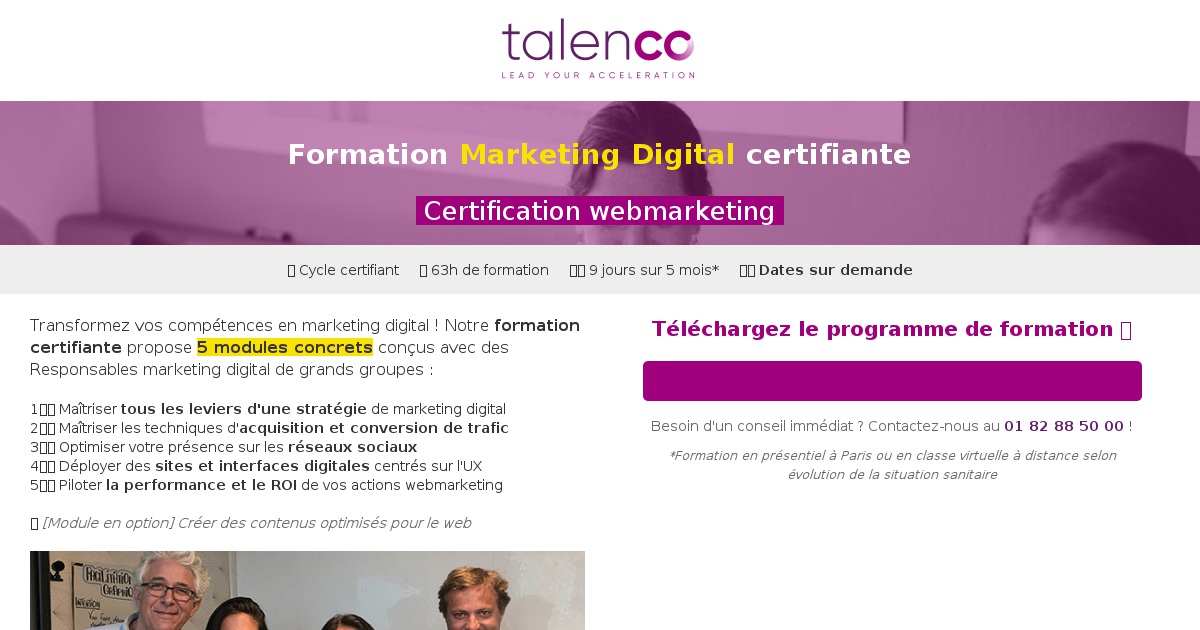 Programme de la formation certifiante Marketing Digital
