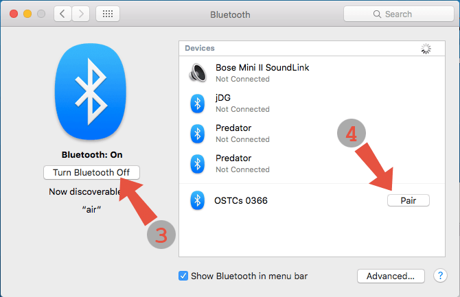 9c. Bluetooth on MacOS - ostc-planner.net