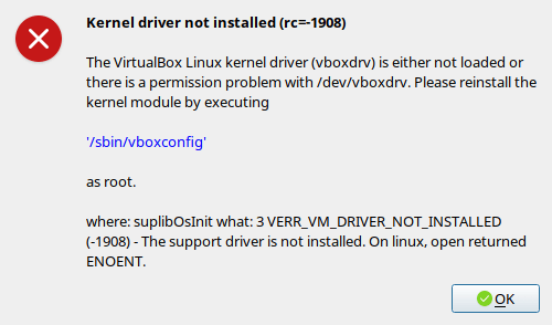 Solve "Result Code NS_ERROR_FAILURE (0x80004005)" VirtualBox Error In Arch Linux