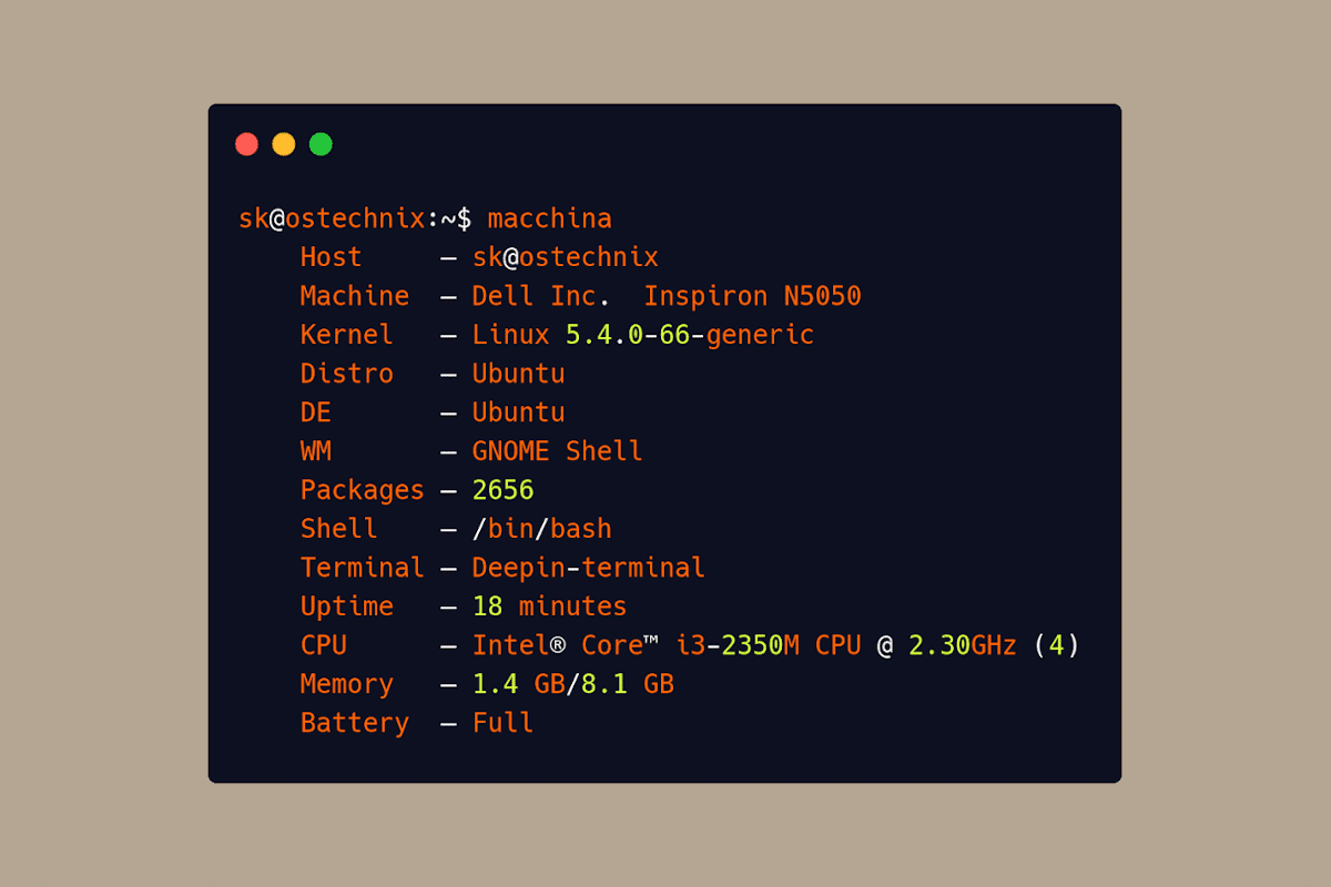 Display Linux System Information In Terminal Using Macchina OSTechNix