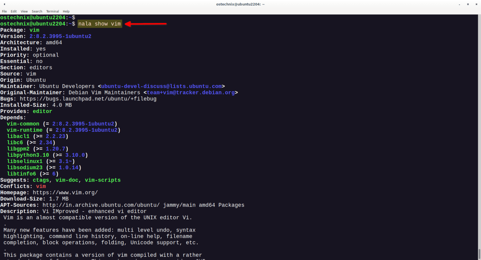 Nala A Featurerich Commandline Frontend For APT OSTechNix