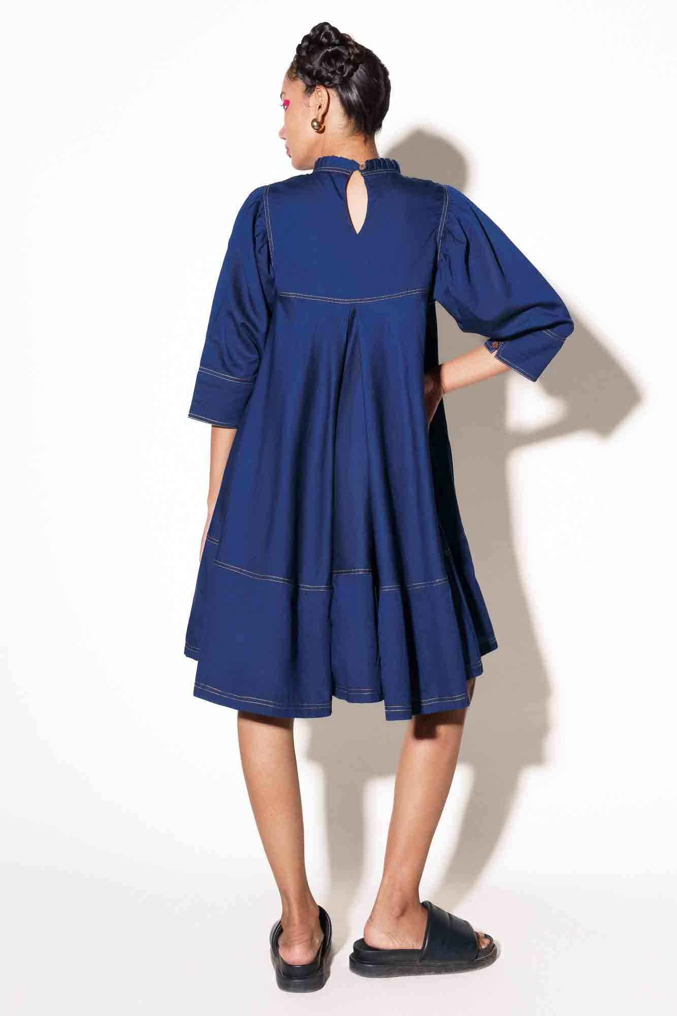 Indigo Topstitch Dress Ostilos