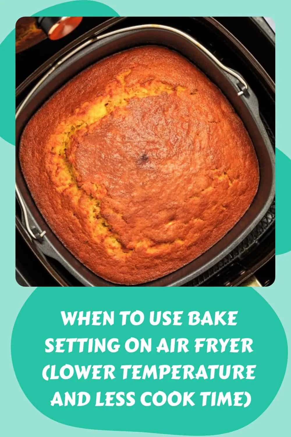 When to Use Bake Setting on Air Fryer (Lower Temperature and Less Cook