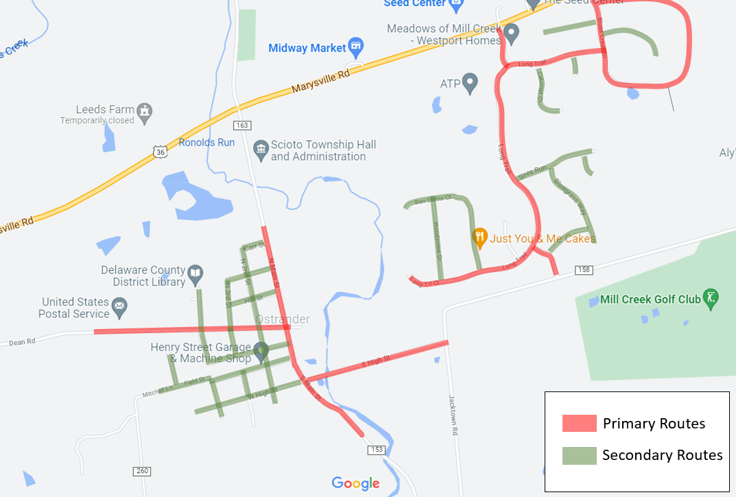 Snow Priority Routes Official site for Ostrander, Ohio