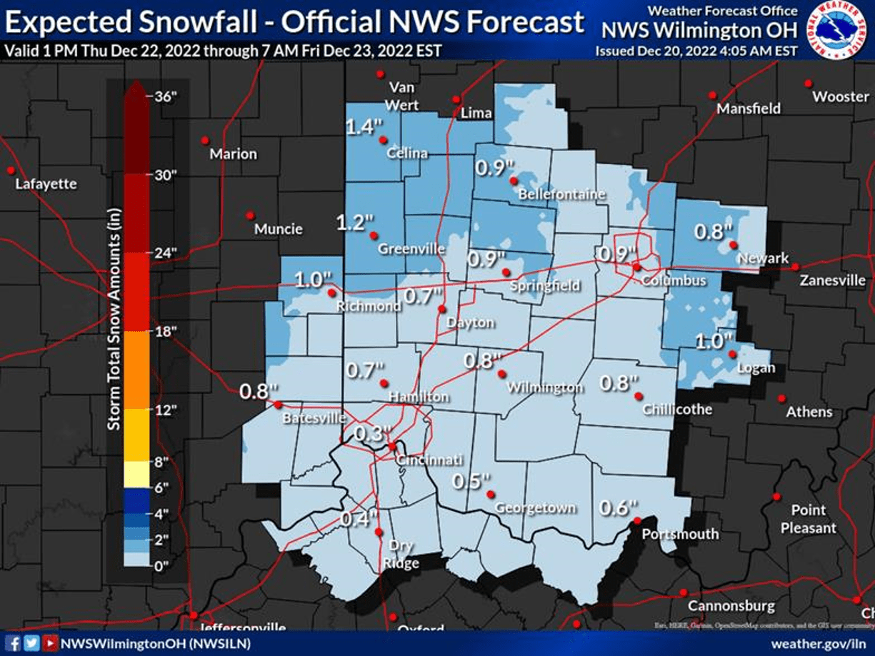 Weekend Weather Update from NWS Official site for Ostrander, Ohio