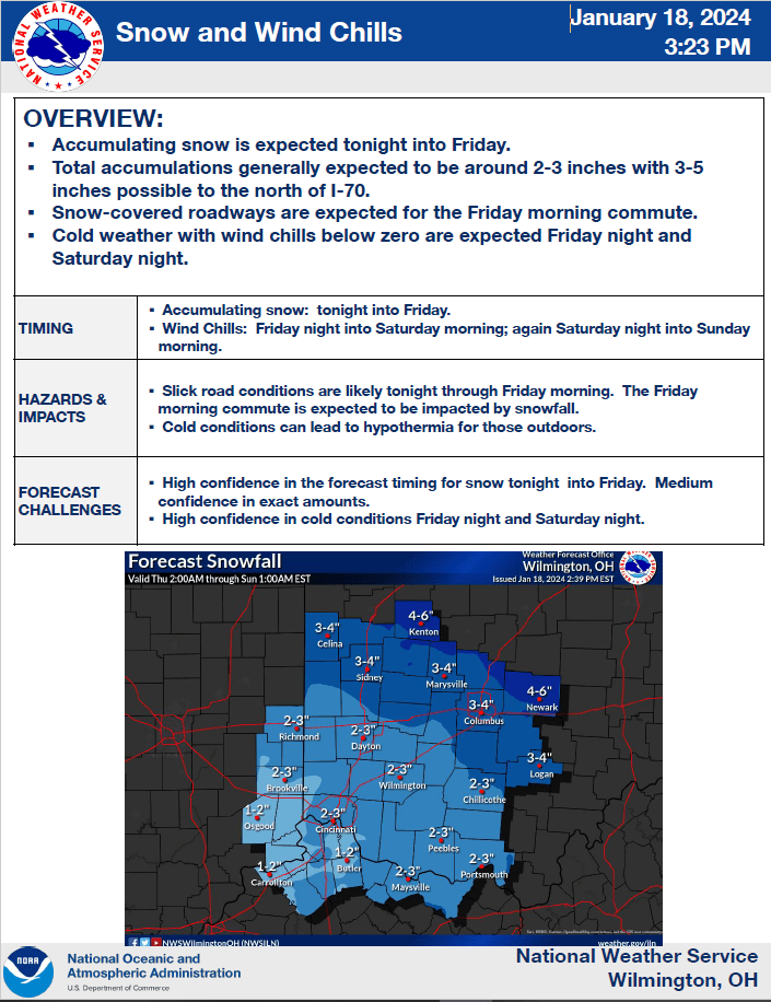 Winter Weather Update Official site for Ostrander, Ohio