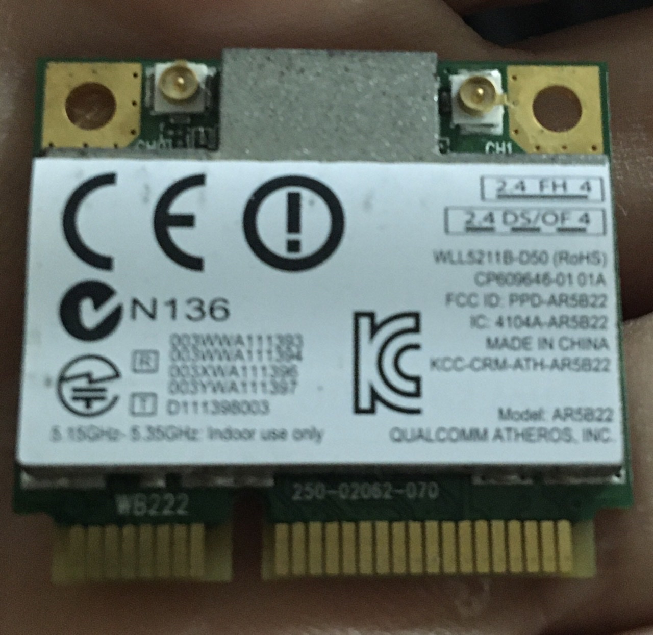 Atheros AR946x (AR5B22) Catalina Wifi kart tanıtma osxinfo