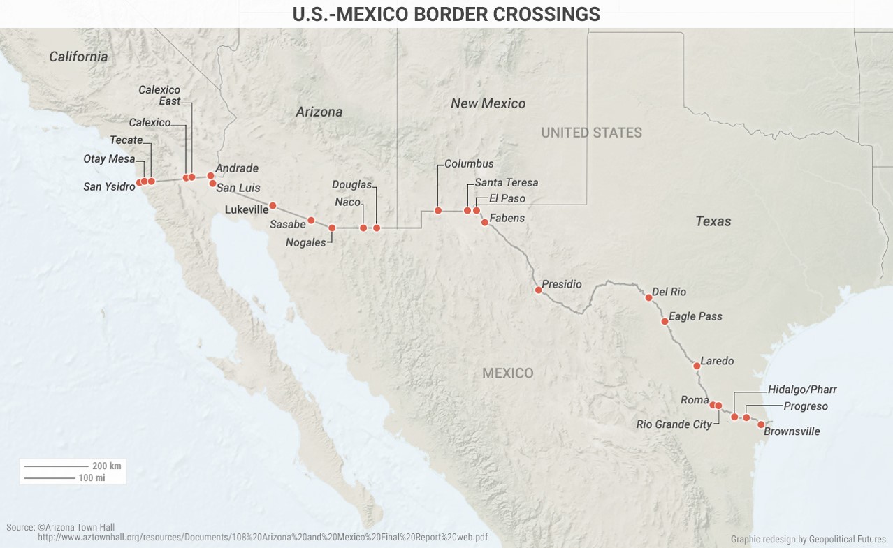 Map Of Southern Usa And Mexico
