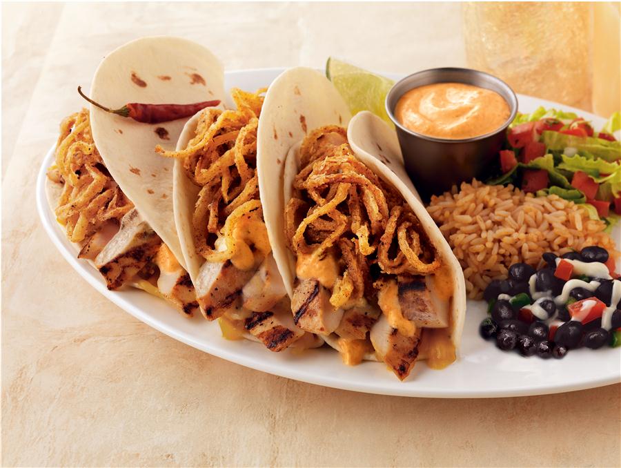 Southwest Chicken Tacos At On The Border Mexican Restaurant in San Diego