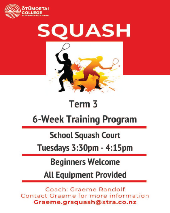 Squash Training in Term 3 Otumoetai College