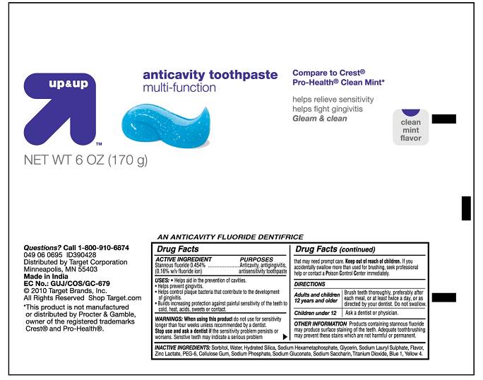 Up and Up Anticavity Toothpaste Multi Function Details from the FDA